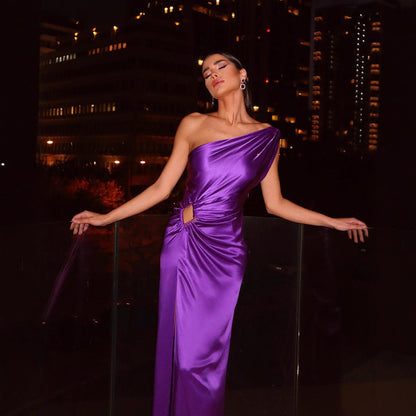 Damen Abendkleid mit Träger und Schlitz Saum Eveloria