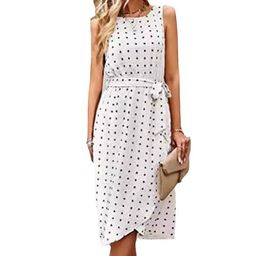 Damen Wickelkleid Glänzende Punkte Taillengürtel Eveloria