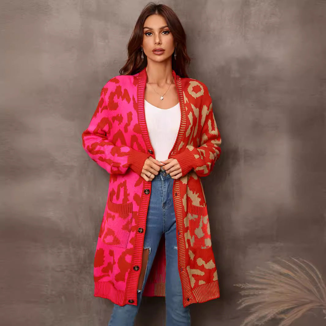 Damen Strickjacke Längeres Modell Auffälliges Muster Eveloria