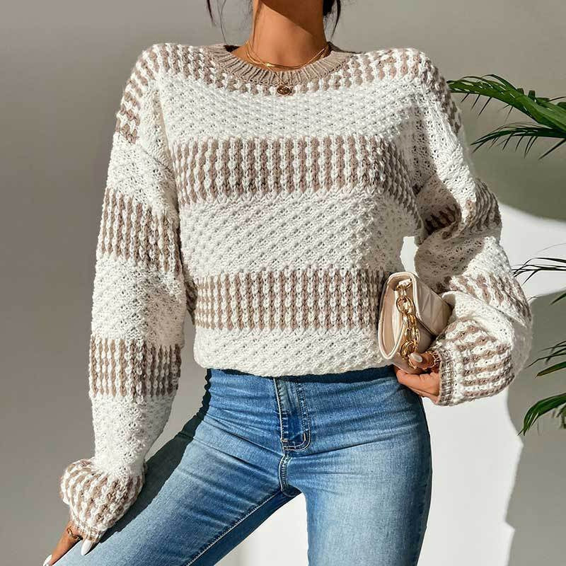 Damen Strickpullover Oversized Strukturmuster