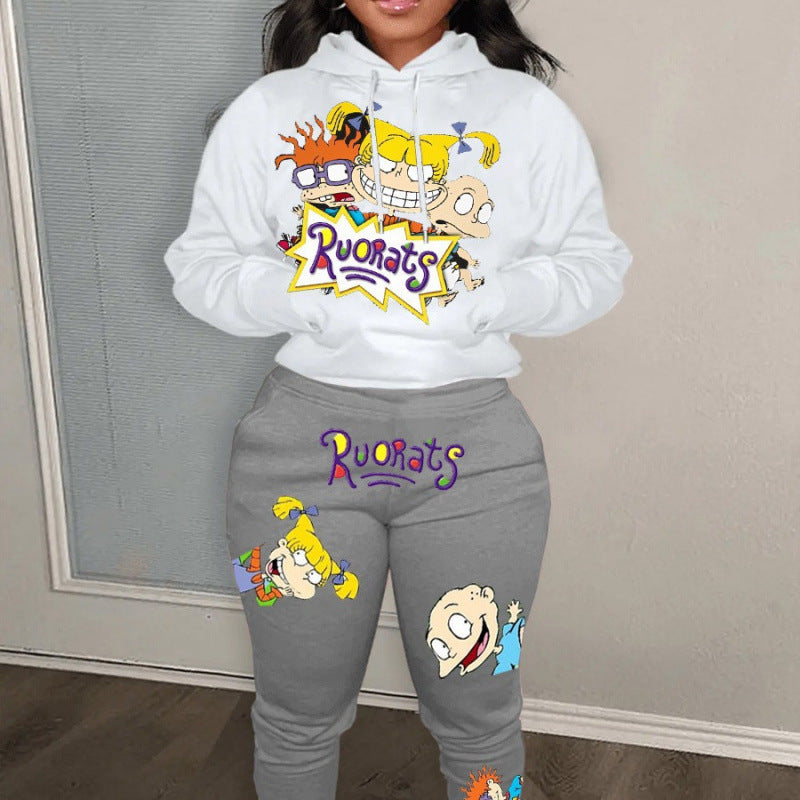 Damen Hoodie Jogginghose Set Cartoon Stil Eveloria - Eveloria