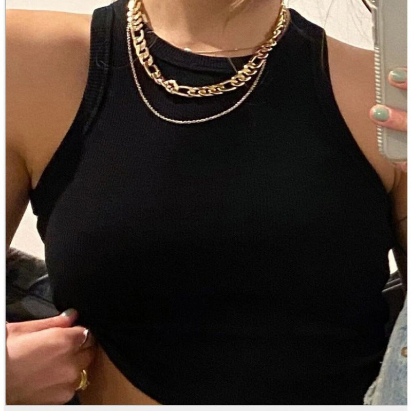 Damen Cropped Rippstruktur Breite Träger Eveloria