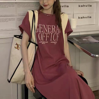 Damen T-Shirt-Kleid mit Schriftzug Baumwolle Weiß