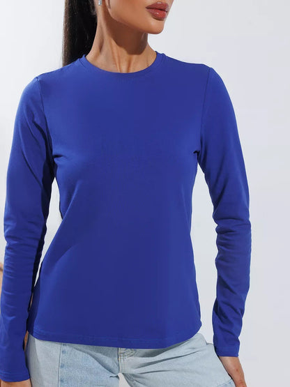 Damen Langarmshirt Körperbetont Baumwolle Eveloria