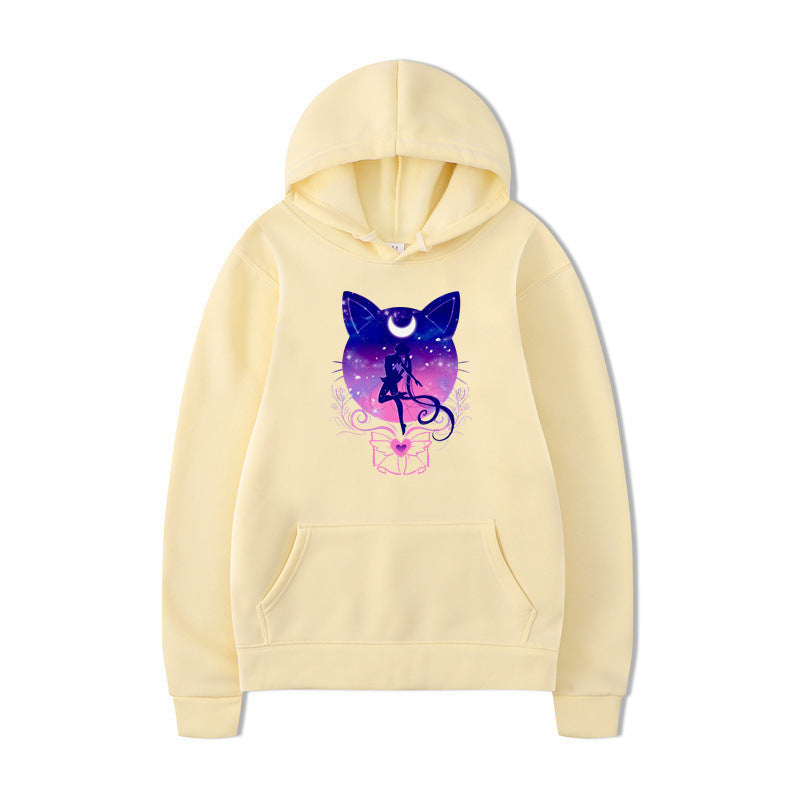 Damen Kapuzenpullover Katzenmotiv Bequem Grau - Eveloria
