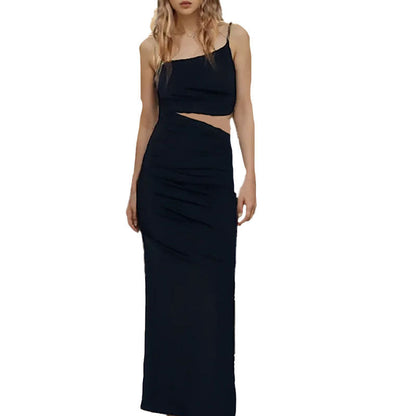 Damen Maxikleid Cut-Out Asymmetrisch Raffung Eveloria - Eveloria