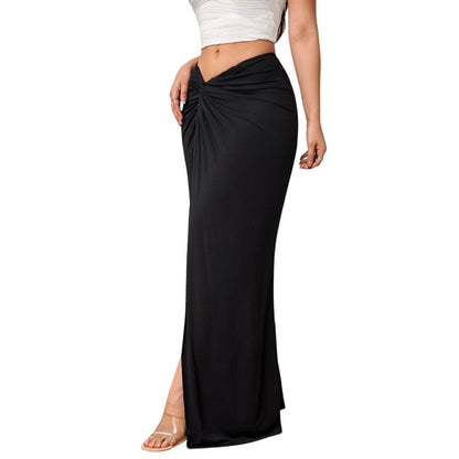Damen Maxirock Hohem Schlitz Elegant Drapierung Eveloria