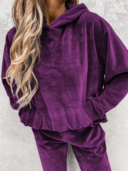 Damen Fleece-Hoodie Kuschelig Lässig Grau Eveloria