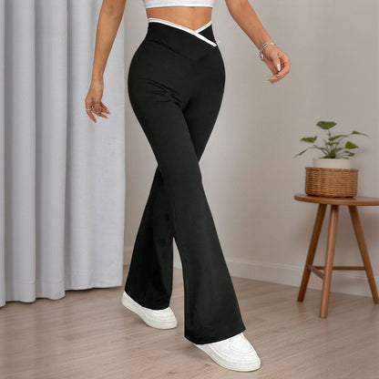 Damen Yogahose Flared mit hoher Taille und Quernaht-Details