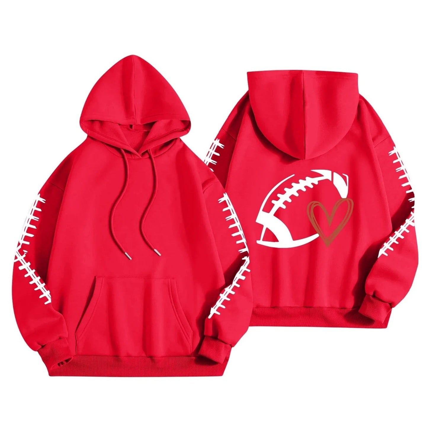 Damen Kapuzenpullover Football-Motiv Lässig Eveloria