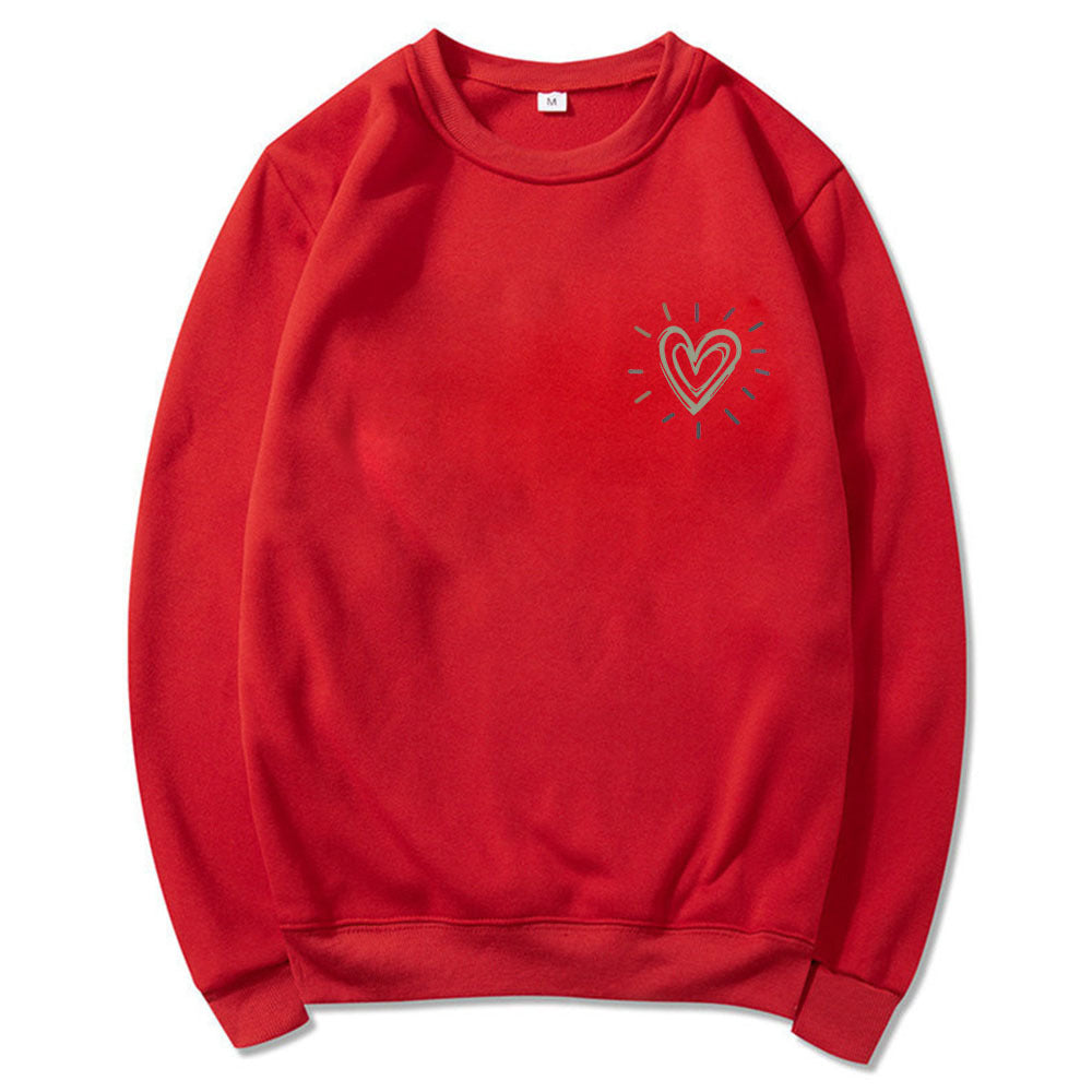 Damen Oversized Sweatshirt mit Herzmotiv Lässig Grau