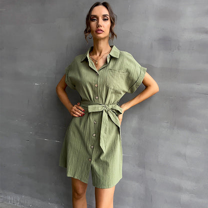 Damen Hemdblusenkleid Taillen-Gürtel Eveloria