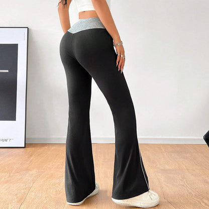Damen Flared-Hose Hochwerder mit Kontraststreifen