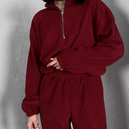 Damen Sportset Sweatshirt Jogginghose Tunnelzug Grau Eveloria