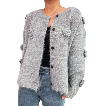 Damen Strickjacke Eveloria mit Floralmuster und Knöpfen