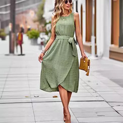 Damen Wickelkleid Glänzende Punkte Taillengürtel Eveloria