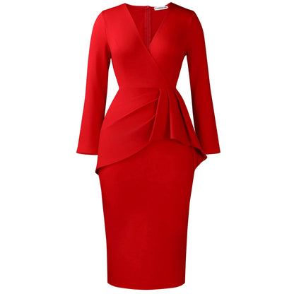 Damen Wickelkleid Asymmetrische Rüschen Elegantes Design Eveloria