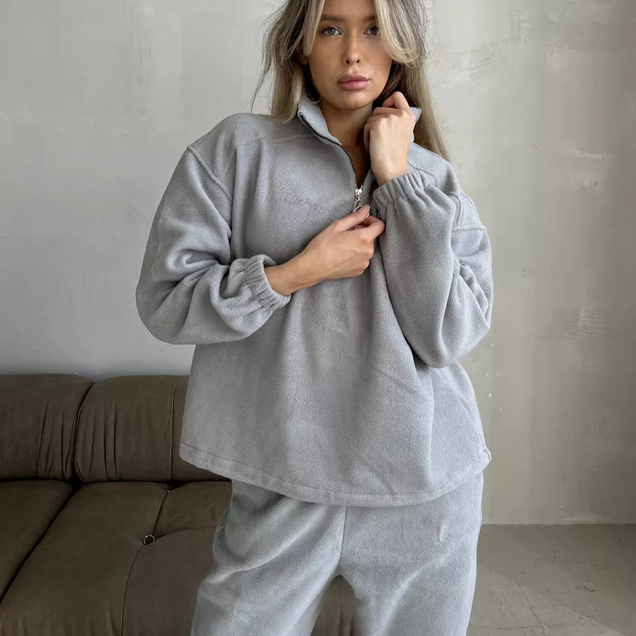 Damen Sportset Sweatshirt Jogginghose Tunnelzug Grau Eveloria