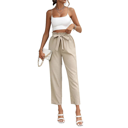 Damen Hose Locker Sitz Atmungsaktives Material mit Taillenbindung