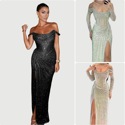 Damen Abendkleid mit Schmuckdetail und drapiertem Rock Eveloria - Eveloria