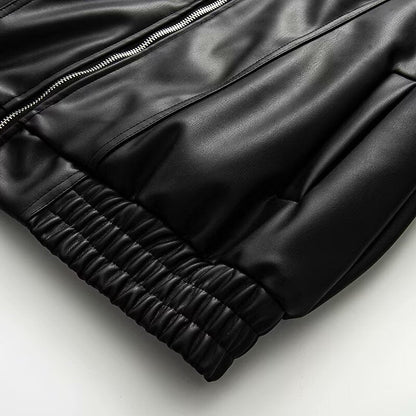 Damen Lederjacke Elastischer Bund Eveloria
