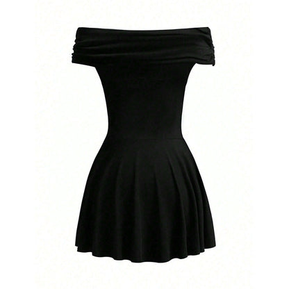 Damen Off-Shoulder Minikleid Wickeldetail Elegantes Design