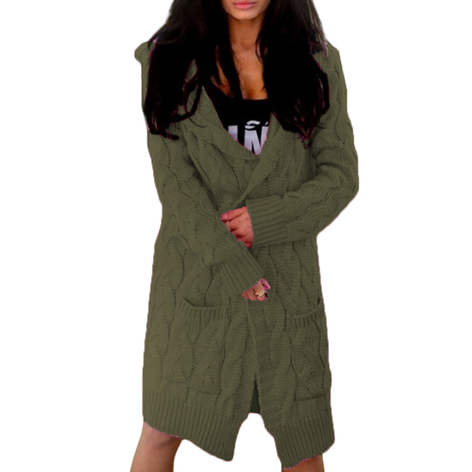 Damen Grobstrick-Cardigan Weich Mit Taschen Beige Eveloria