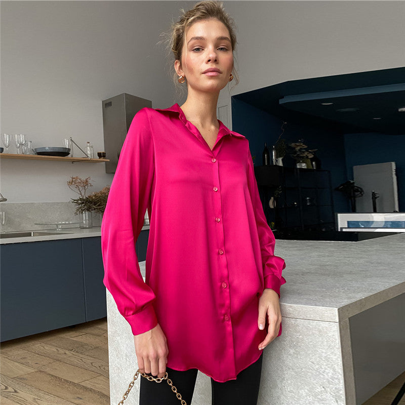 Damen Seidenbluse mit Knopfleiste Elegantes Design