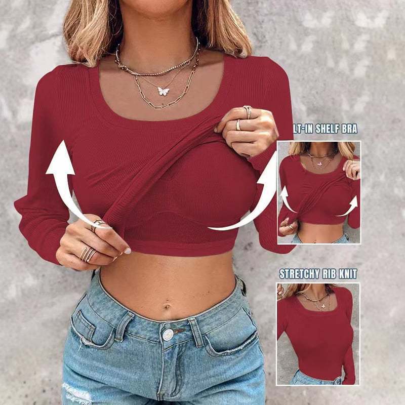 Damen Cropped Langarmshirt mit Trägershirt Eveloria