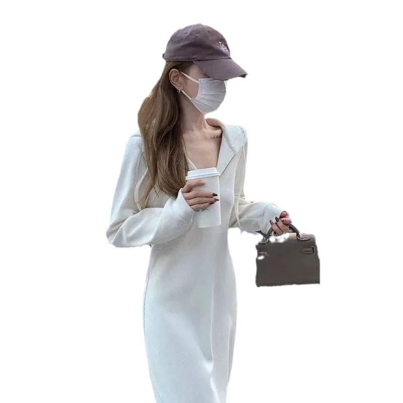 Damen Kapuzenkleid Lässiger Schnitt Lang