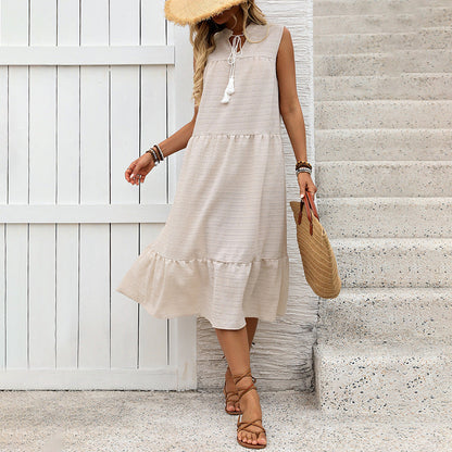 Damen Maxikleid Sommer Asymmetrischer Volant Bindegürtel Eveloria