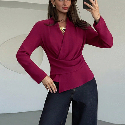 Damen Wickeloberteil Asymmetrischer Saum Eveloria