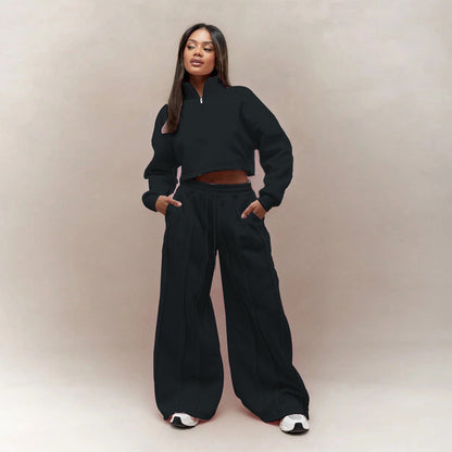 Damen Cropped Pullover Jogginghose Set Eveloria