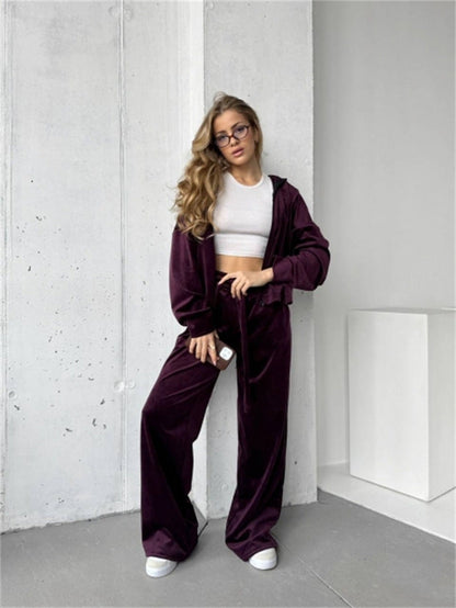 Damen Lounge-Set mit lockerer Jacke und weiten Hosen Eveloria