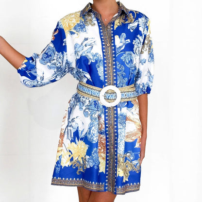 Damen Blumenkleid mit Gürtel Eveloria