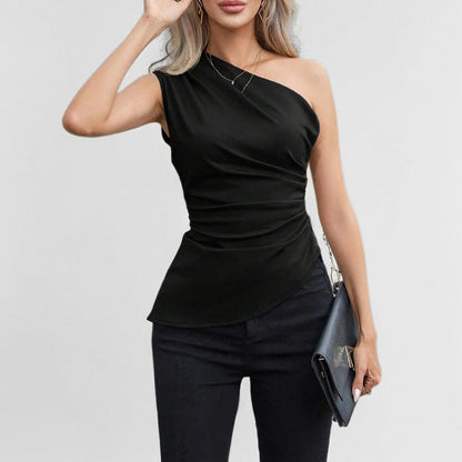 Damen One-Shoulder-Oberteil mit Raffungen Asymmetrisch