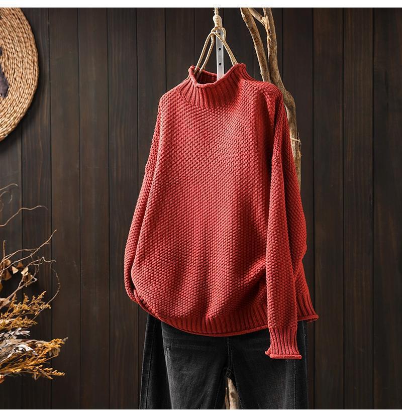 Eveloria Damen Übergroßer Pullover Waffelstrick Stehkragen