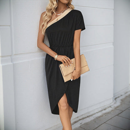 Damen Wickelkleid Asymmetrisch Taillengürtel Eveloria