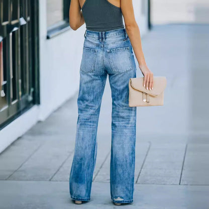 Damen Destroyed Jeanshose Weit geschnitten Eveloria