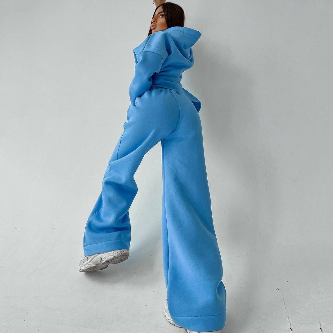 Damen Sportanzug Weite Hose Kapuze Eveloria
