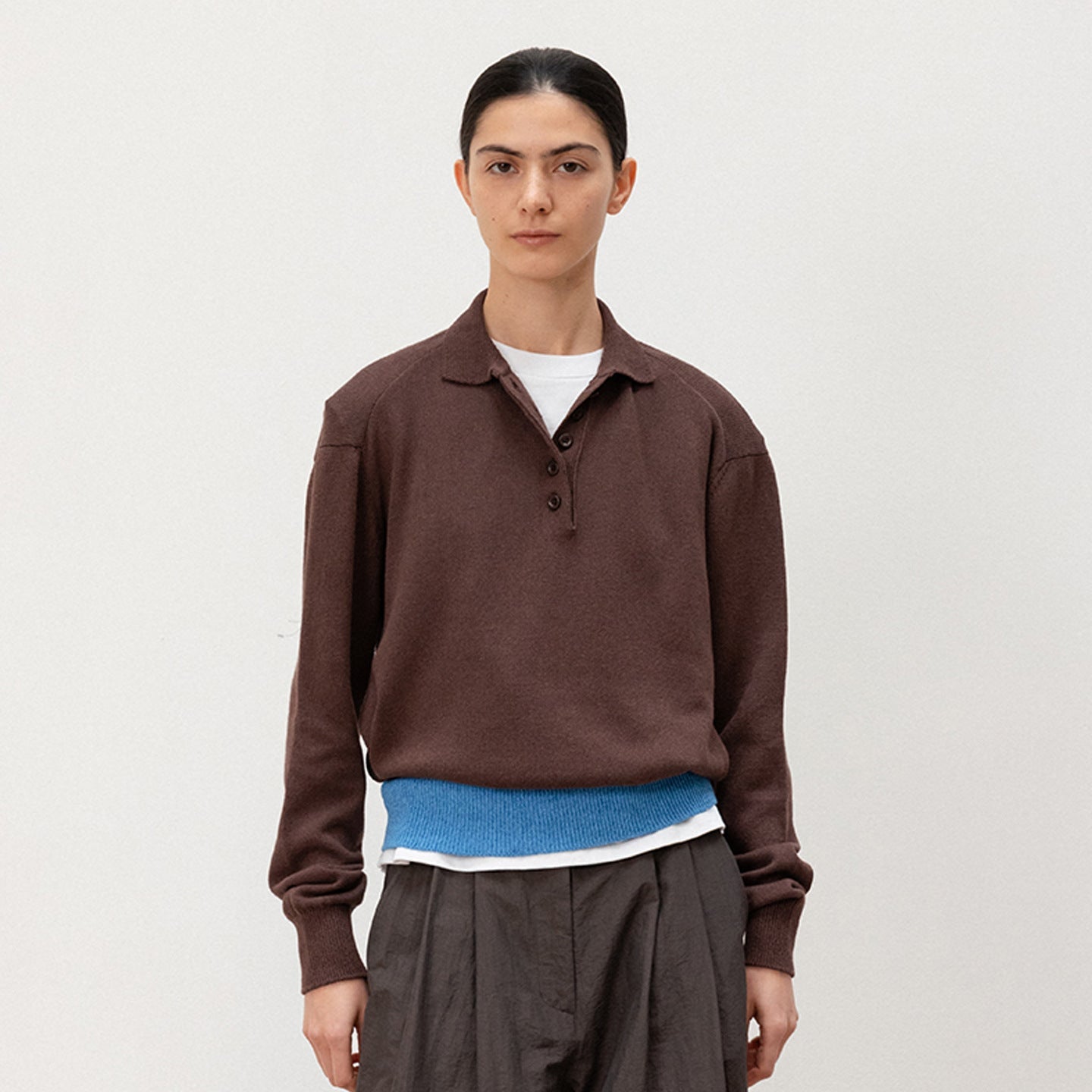 Damen Strickpullover Polokragen Kontrastbund Eveloria