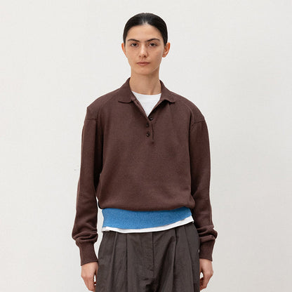 Damen Strickpullover Polokragen Kontrastbund Eveloria