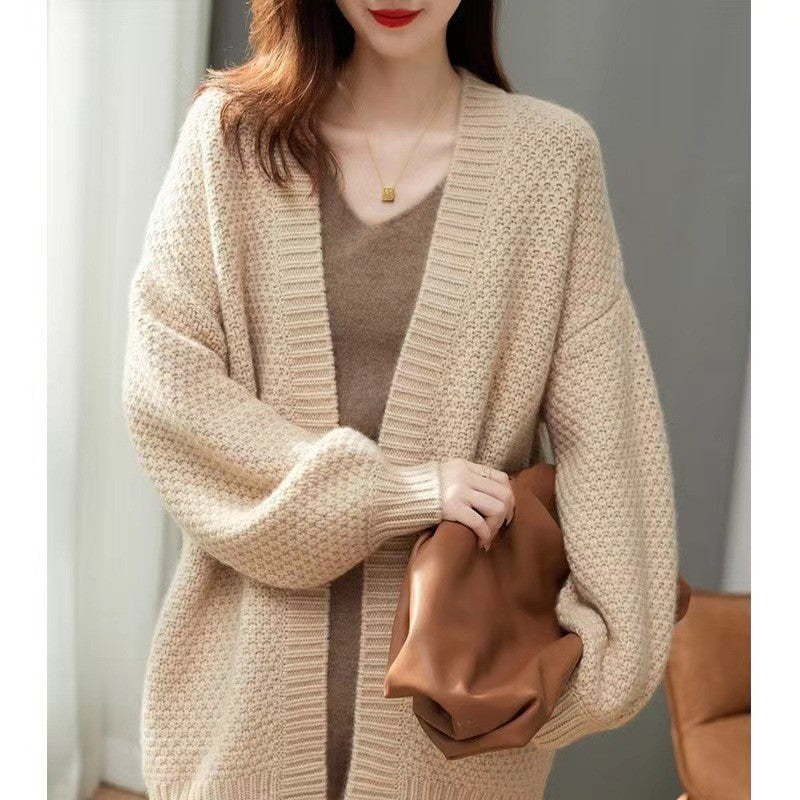Damen Strickcardigan Oversized Lässig Mehrfarbig