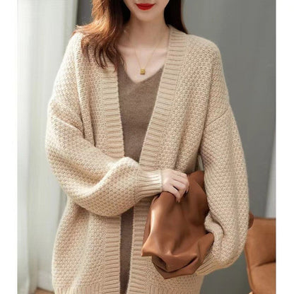 Damen Strickcardigan Oversized Lässig Mehrfarbig