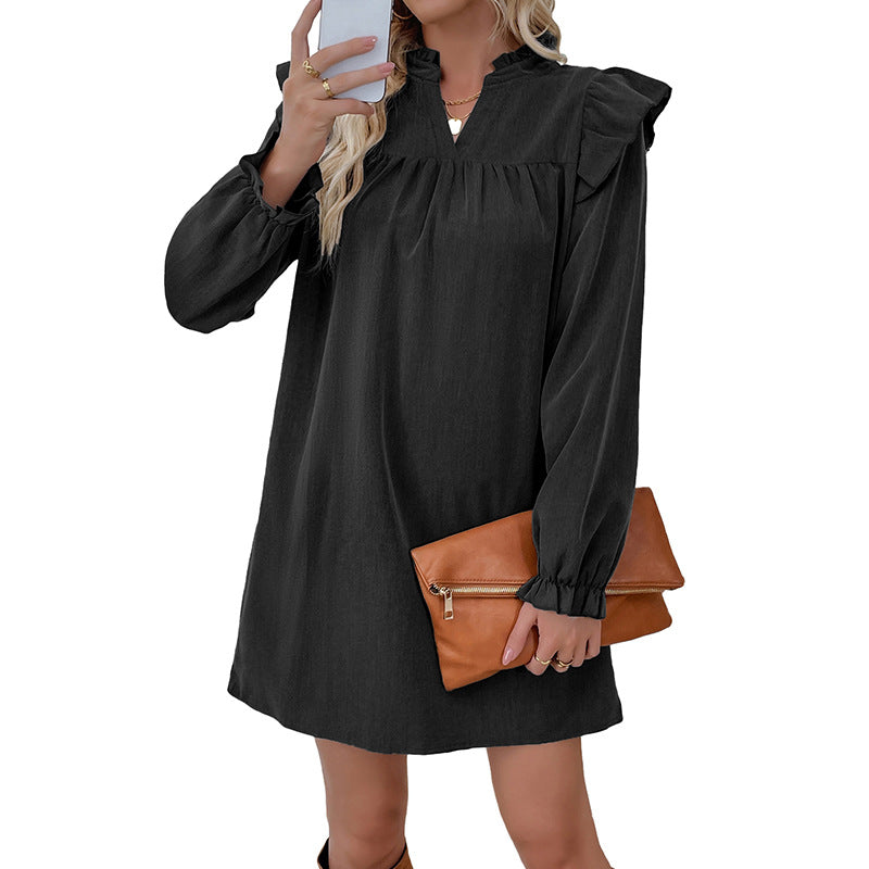 Damen Freizeitkleid Rüschendetails Eleganter Schnitt