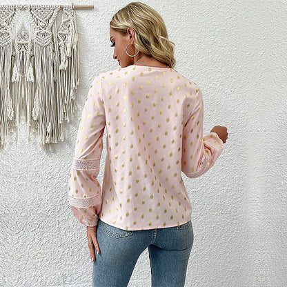 Damen Bluse Rüschendetails Elegante Spitze Weiße Eveloria
