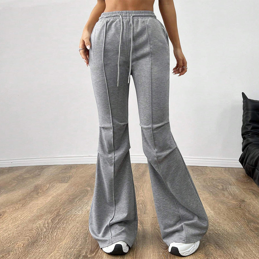 Damen Jogginghose Elastischer Bund Ausgestellt Bein Schwarz Eveloria - Eveloria
