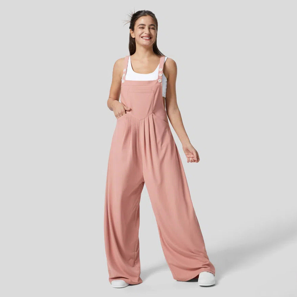 Damen Jumpsuit Weites Bein Elegantes Knopf-Design Eveloria - Eveloria