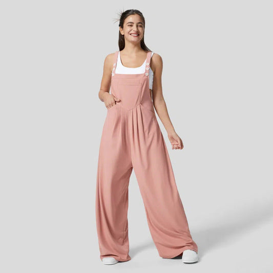 Damen Jumpsuit Weites Bein Elegantes Knopf-Design Eveloria - Eveloria
