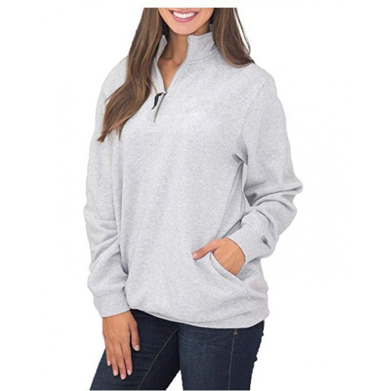 Damen Fleecepullover Stehkragen Reißverschluss Eveloria